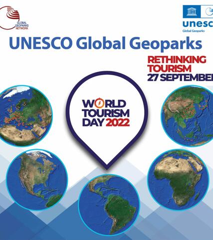 GEOPARKS CELEBRATE THE INTERNATIONAL TOURISM DAY 2022 27th SEPTEMBER Rethink Tourism UNESCO Global Geoparks - Sustainable Tourism destinations